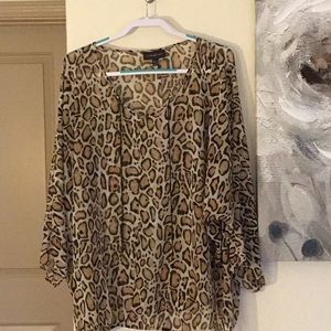 Leopard Print Sheer Blouse